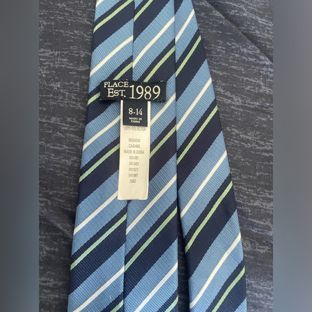 Blue striped Boys tie.